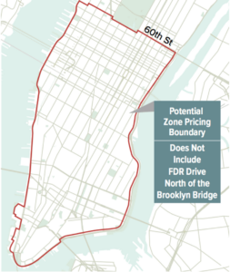 The proposed New York City congestion pricing zone. Fix NYC via Streetsblog, CC BY-ND