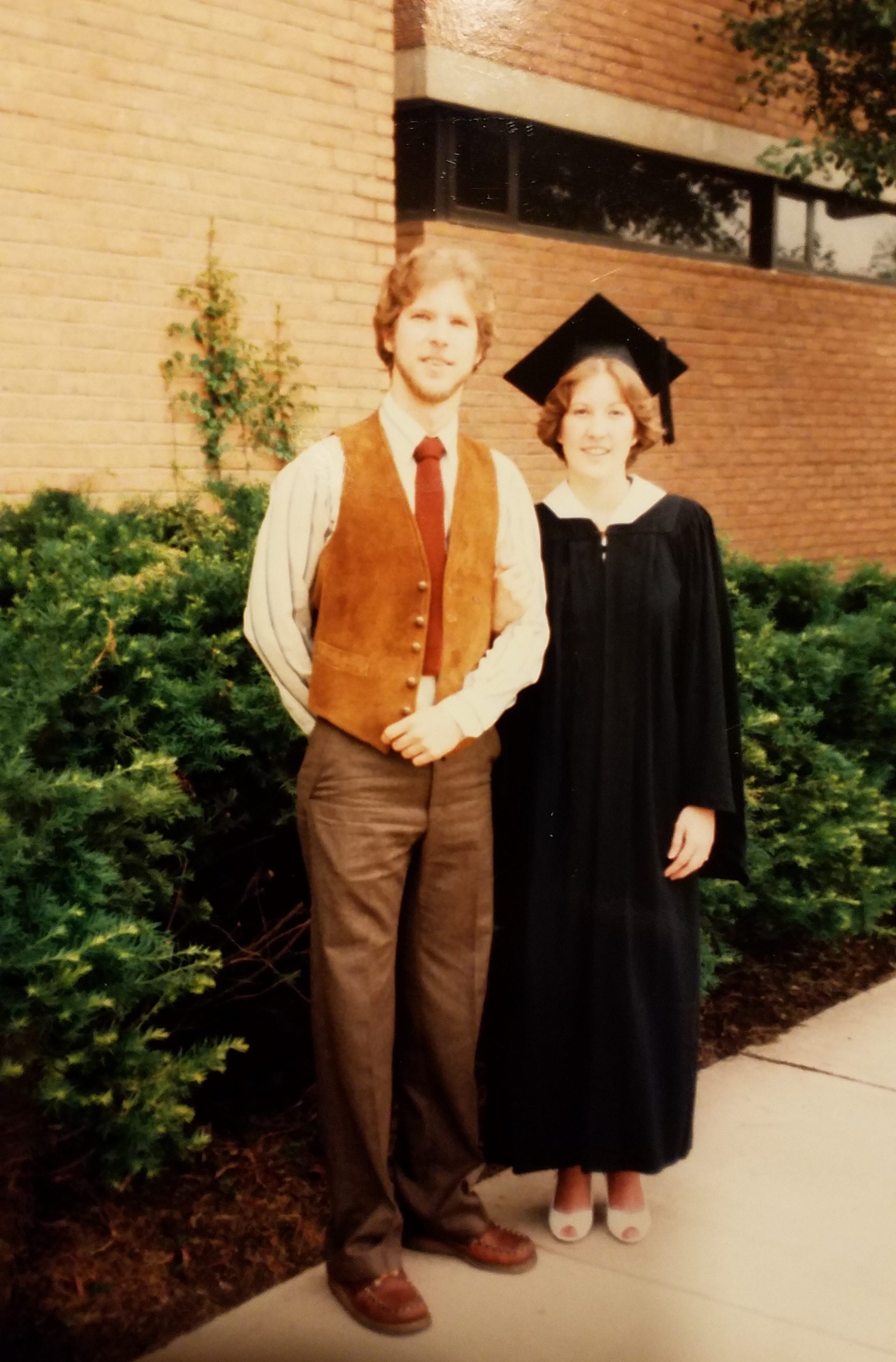 Kim with her brother on graduation day 1982. Photo courtesy of the Stadtler family.